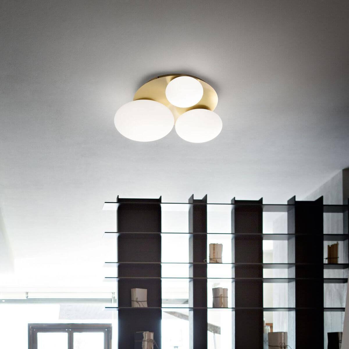 Plafonnier Ninfea 3 lumières laiton, verre