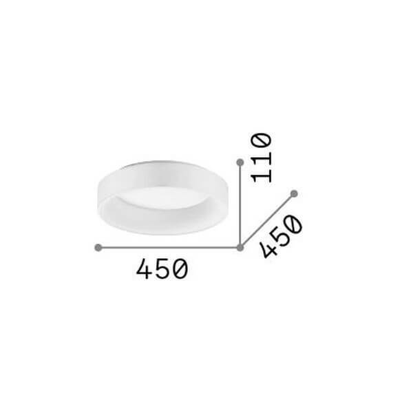 Schéma de dimensions du plafonnier : diamètre 450 mm et hauteur 110 mm.