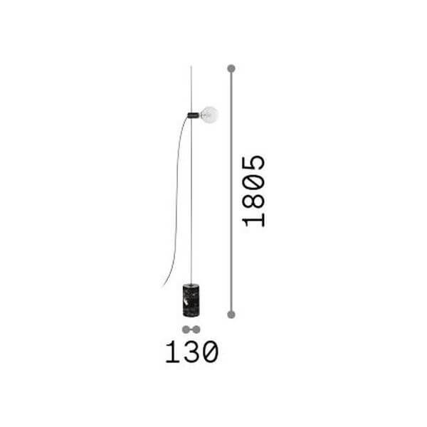 Schéma coté du lampadaire indiquant une hauteur de 1805 mm