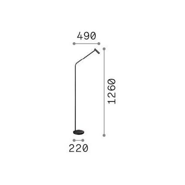 Schéma coté du lampadaire : hauteur 1260, largeur 490, base 220