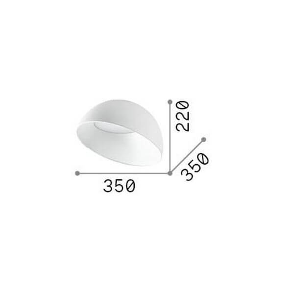Schéma de dimensions du plafonnier, largeur 350 mm et hauteur 220 mm