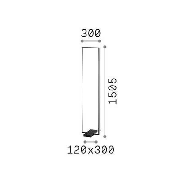 Schéma technique coté du lampadaire : largeur 300, hauteur 1505, base 120 par 300.