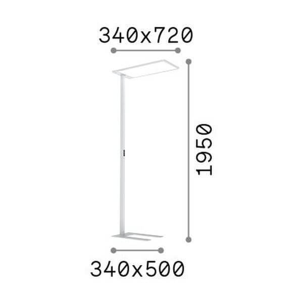 Schéma coté du lampadaire avec dimensions 340x720, 1950 et 340x500