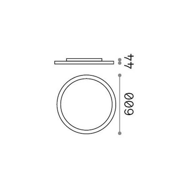 Schéma de dimensions du luminaire : diamètre 600 mm et épaisseur 44 mm