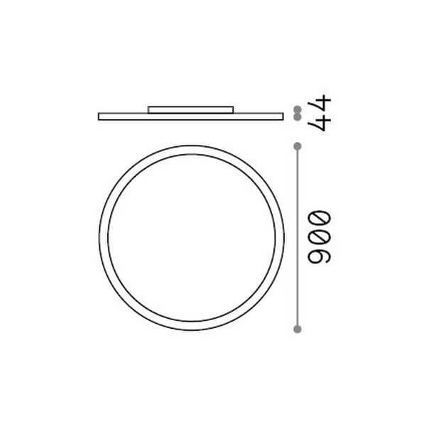 Schéma de dimensions du plafonnier rond, diamètre 900 mm et hauteur 44 mm