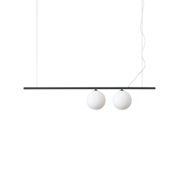 Suspension Perline 2 lumières noire, verre