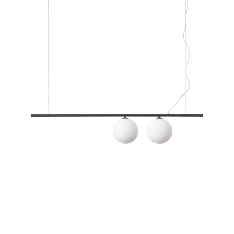 Suspension Perline 2 lumières noire, verre