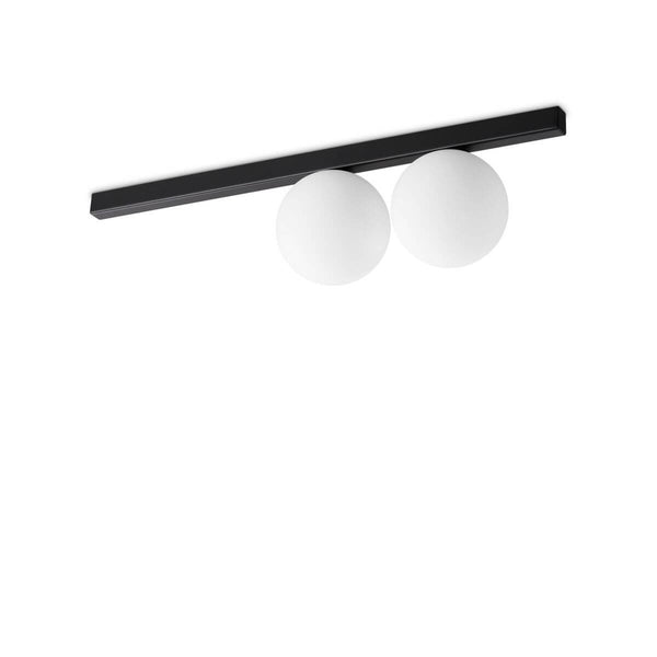 Plafonnier Binomio 2 lumières noir, verre