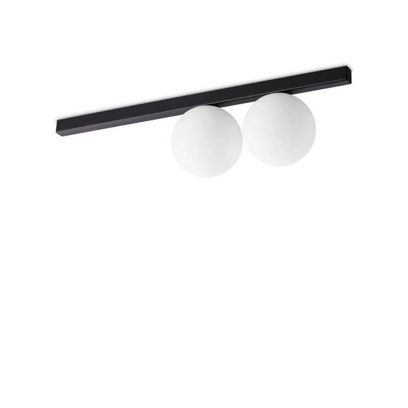 Plafonnier Binomio 2 lumières noir, verre