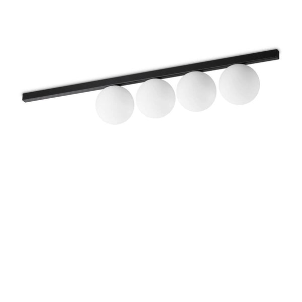 Plafonnier Binomio 4 lumières noir, verre