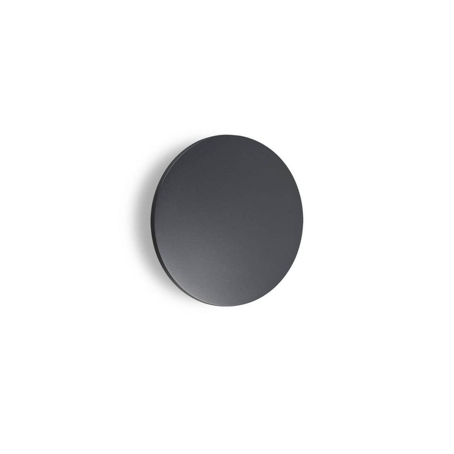Vue de face de l'applique ronde anthracite sur fond blanc.