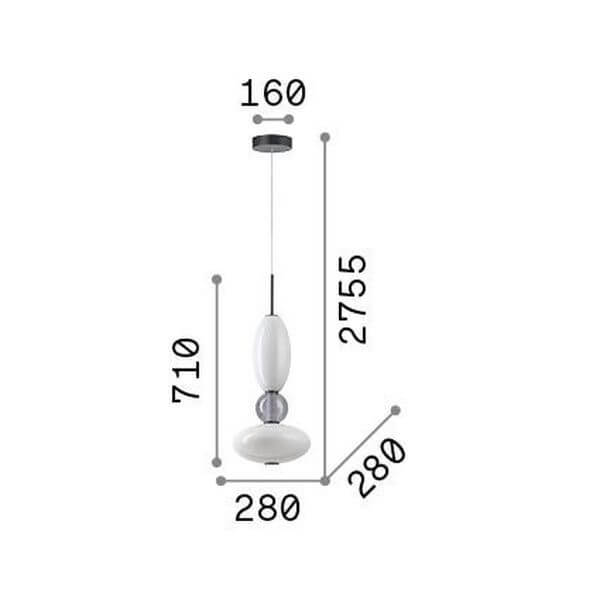 Suspension Lumiere blanche, verre, H 71,2 cm