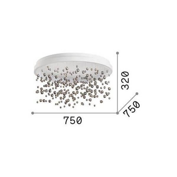 Schéma coté du plafonnier : diamètre 750 mm et hauteur 320 mm