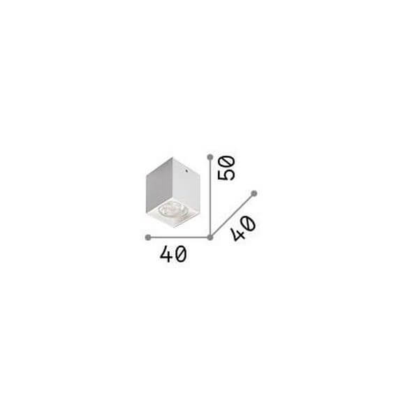 Schéma de dimensions du plafonnier indiquant 40 cm de côté et 50 cm de hauteur