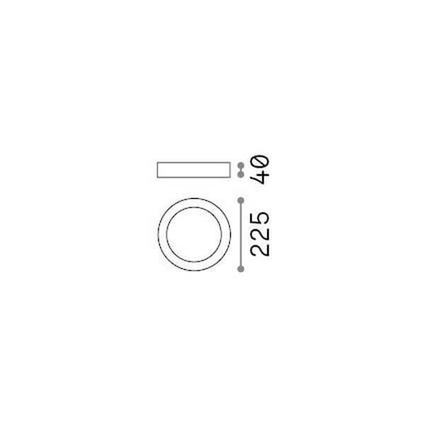 Schéma de dimensions du plafonnier : diamètre 225 mm et hauteur 40 mm.