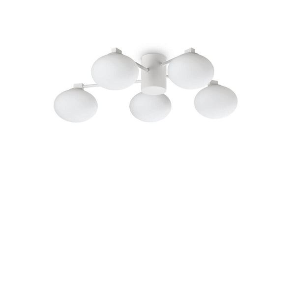 Plafonnier Hermes 5 lumières blanc, verre, Ø 60 cm