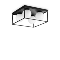 Plafonnier Lingotto 4 lumières noir, verre