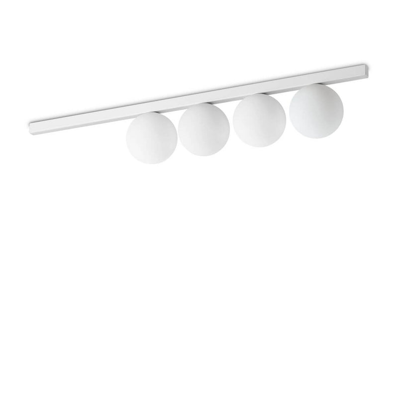 Plafonnier Binomio 4 lumières blanc, verre