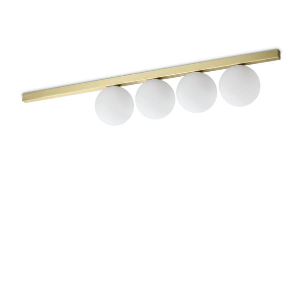 Plafonnier Binomio 4 lumières laiton, verre