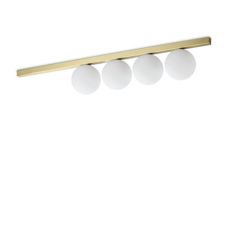 Plafonnier Binomio 4 lumières laiton, verre