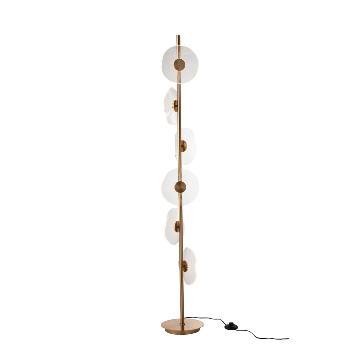 Lampadaire LED fleurs en fer doré