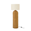 Lampadaire cylindre en métal naturel et écru