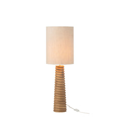 Lampe à poser Filetage en bois d'ailante naturel et gris