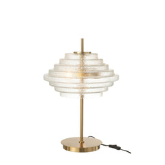 Lampe à poser LED en verre à étages et métal doré, H 36 cm