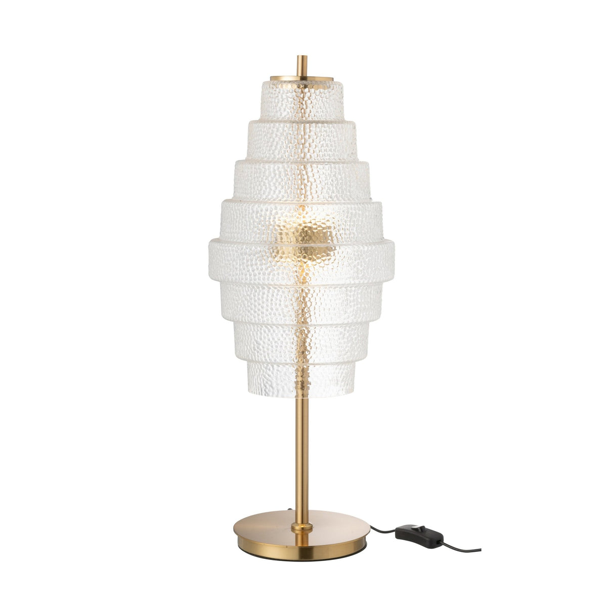 Lampe à poser LED en verre à étages et métal doré, H 57 cm