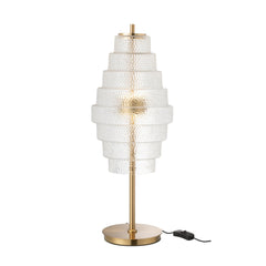 Lampe à poser LED en verre à étages et métal doré, H 57 cm