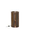 Lampe à poser côtelée en bois de manguier marron foncé