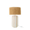 Lampe à poser rayée en céramique naturel et blanc, grand modèle