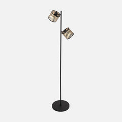Bamboo 2-spot floor lamp, adjustable, black stem, H 150 cm | Bambus