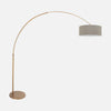 Taupe arc floor lamp, gold linen lampshade Ø 48 cm | Aréa