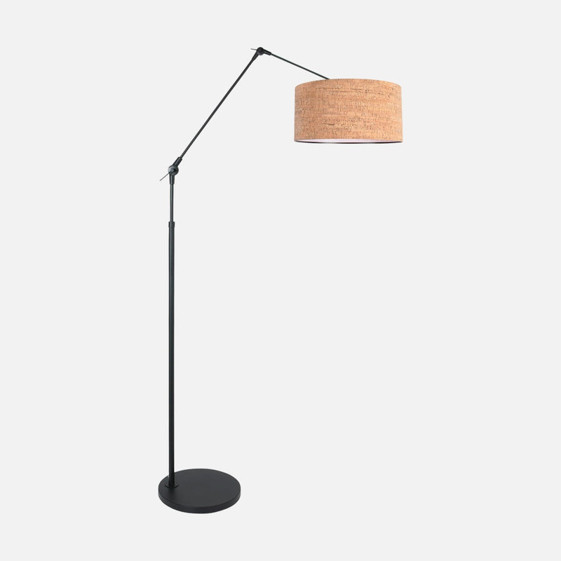 Arc floor lamp with reading light, adjustable cork lampshade Ø 40 cm, living room | Korvik