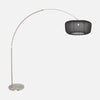 adjustable arc floor lamp, black voile lampshade & brushed steel base | Stévia