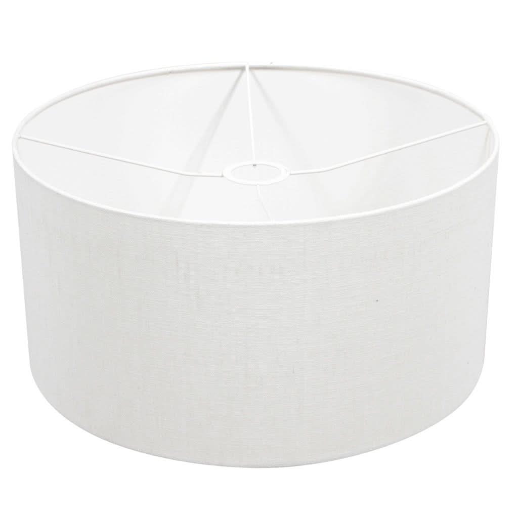 Vue intérieure de l'abat-jour blanc avec structure métallique circulaire.