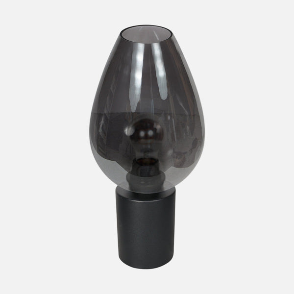 Smoked glass table lamp, teardrop lampshade Ø 22.5 cm | Bloeba