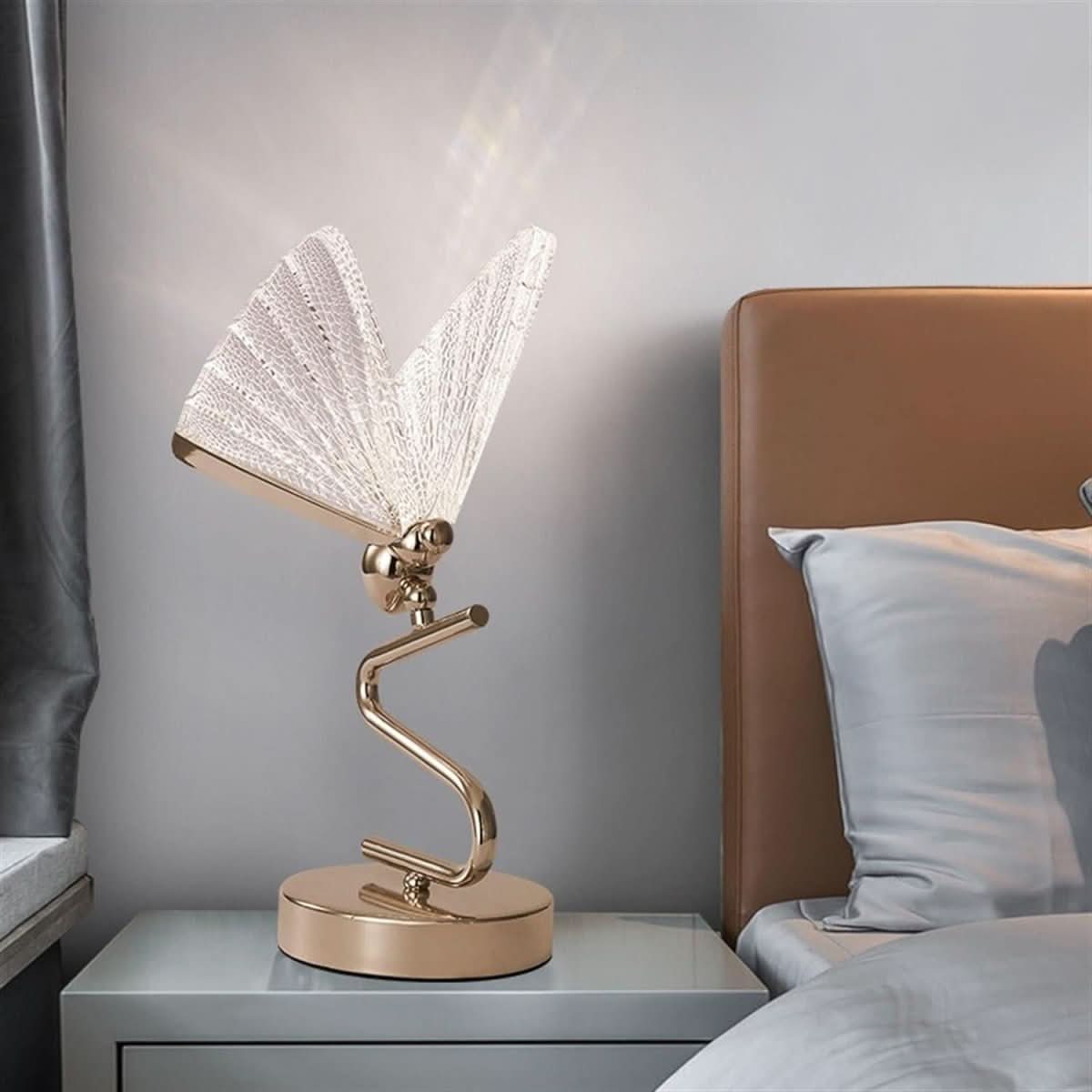 Lampe Art Nouveau Papillion | Lueur Papillon - Designix Lampe de chevet Transparent Blanc Chaud