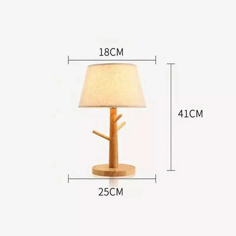 Schéma de dimensions de la lampe : abat-jour 18 cm, hauteur 41 cm, base 25 cm