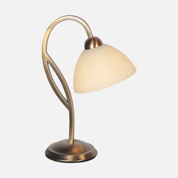 cream marble bedside lamp, blown glass & bronze base, with dimmer | Anthea
