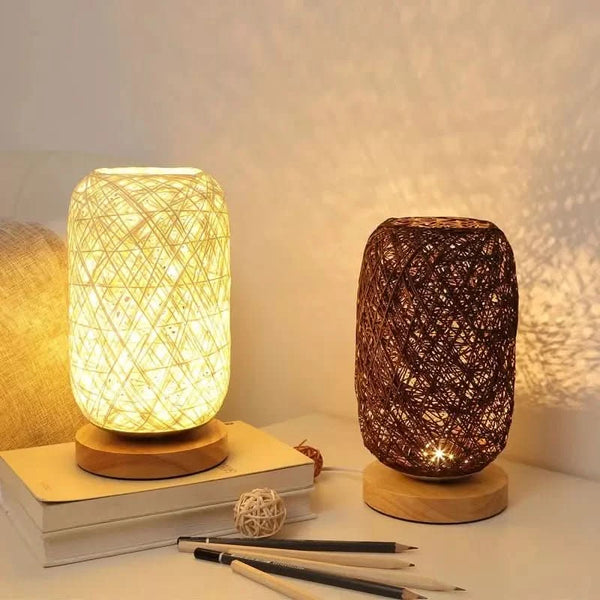 Rattan Desk Lamp | Braided Halo