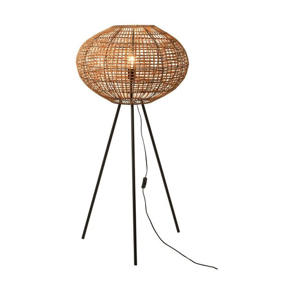 Small Rattan and Metal Floor Lamp