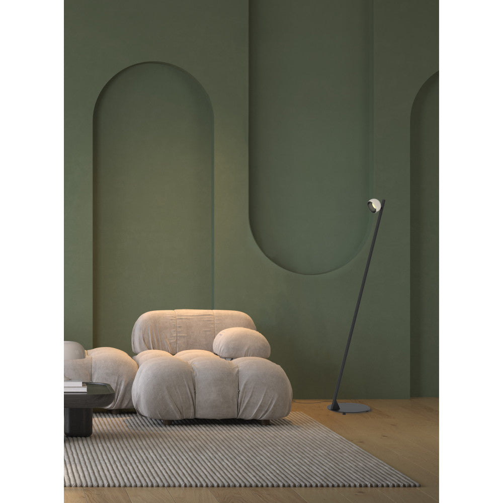 Lampe sur Pied ZAMBELIS 7W Tactile Dimmable DESIGN Noir Sable et Aluminium Brosse 25345