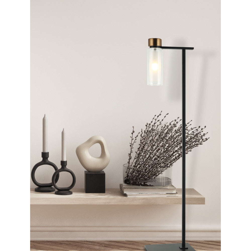 Lampe sur pied ZAMBELIS E14 DESIGN Noir Sable et Laiton Sans Source 22136