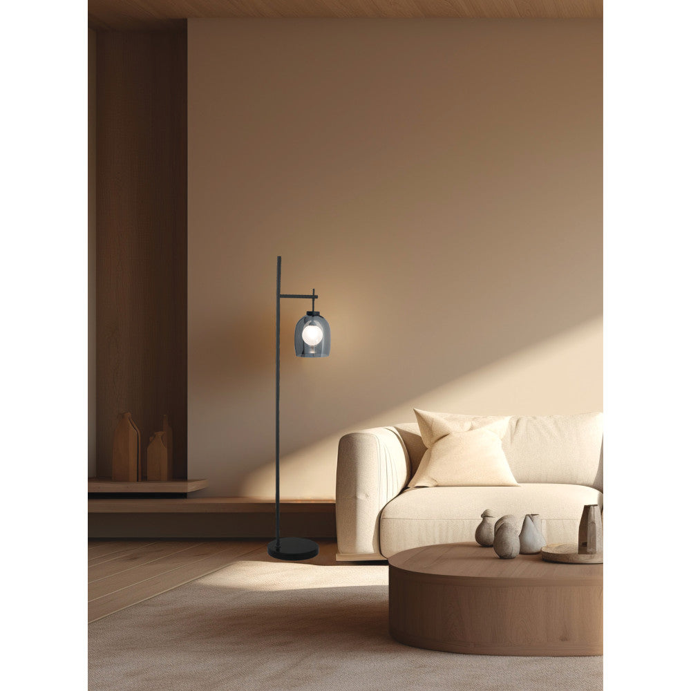 Lampe sur pied ZAMBELIS G9 DESIGN Noir Sable et Marbre Noir Sans Source 22053