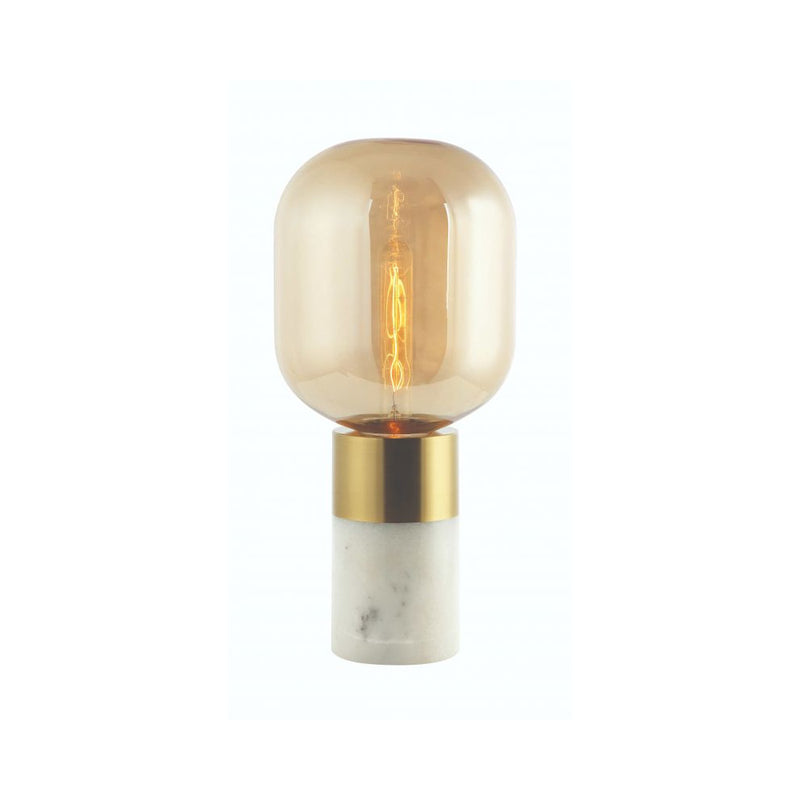 Lampe sur table ZAMBELIS D200 E27 DESIGN Marbre Blanc et Champagne Sans Source