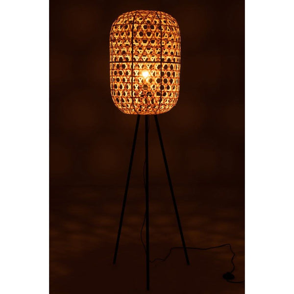 Bamboo and Metal Tripod Lamp