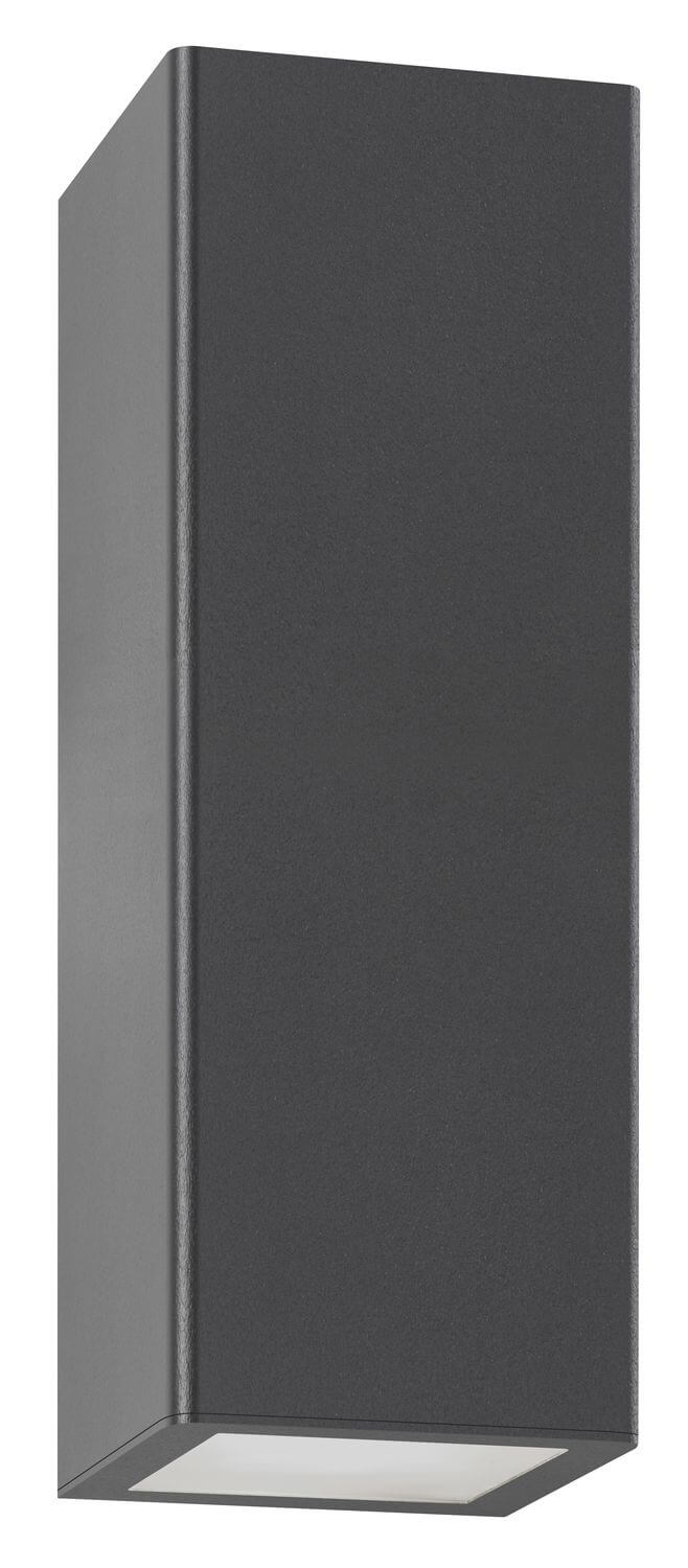 Produit seul sur fond blanc, boîtier rectangulaire anthracite vu de trois quarts