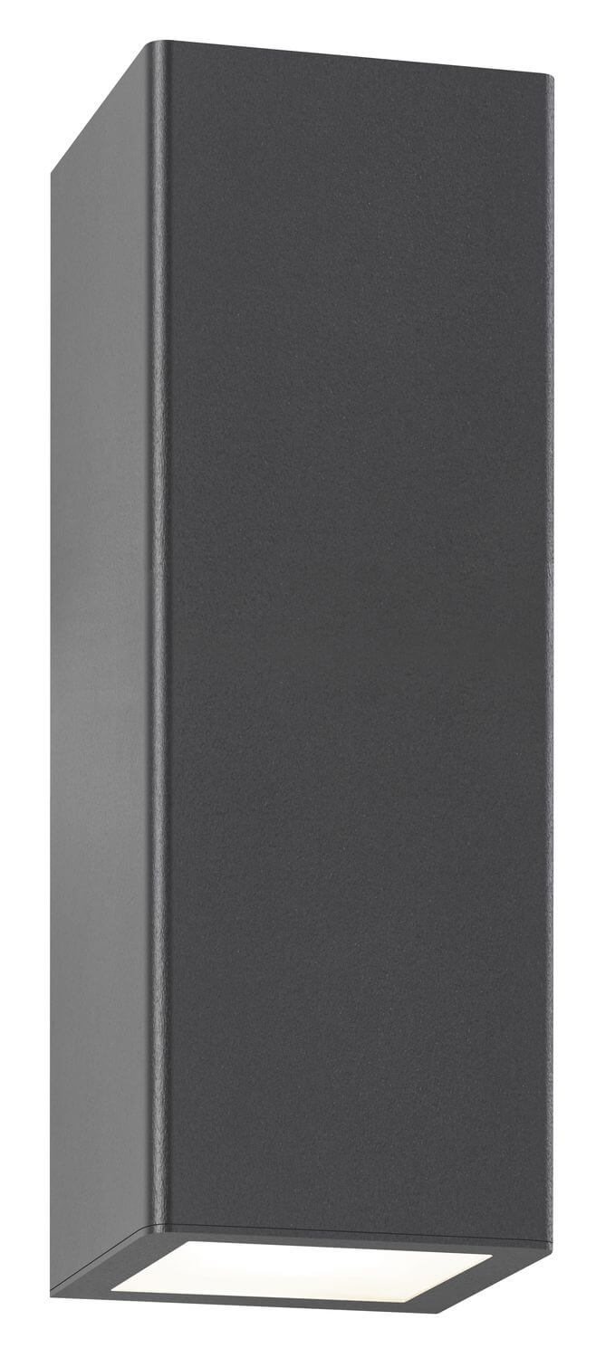 Détail du luminaire anthracite, diffuseur blanc en partie basse sur fond clair
